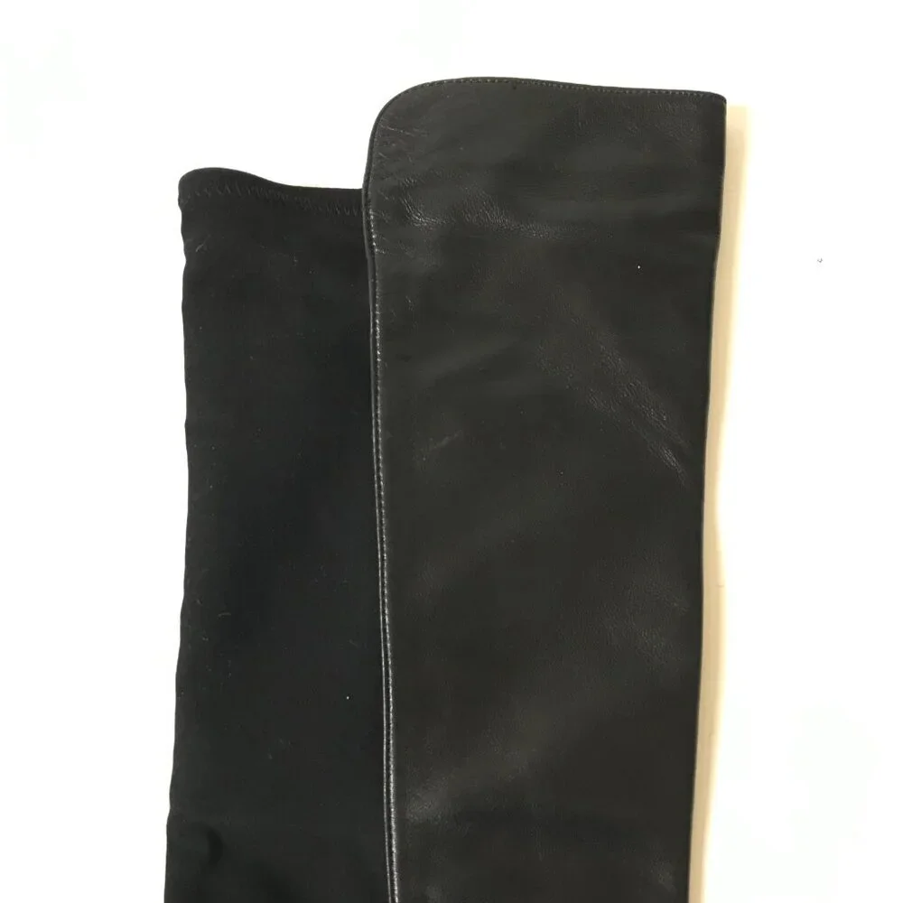 Stuart Weitzman Keelan Boots Womens 7.5 Black Leather Over the Knee High Stretch